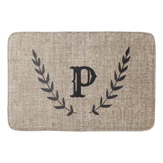 ファームハ素朴ウスバーラップ&ブラックボタニカルローレル バスマット (正面)