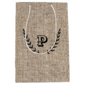 ファームハ素朴ウスバーラップ&ブラックボタニカルローレル ミディアムペーパーバッグ (正面)