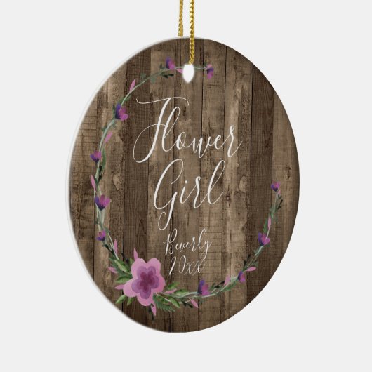 ファームハ素朴ウスパーソナライズされたフラワーガールキープサケ セラミックオーナメント (右)