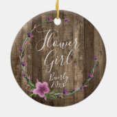 ファームハ素朴ウスパーソナライズされたフラワーガールキープサケ セラミックオーナメント (裏面)