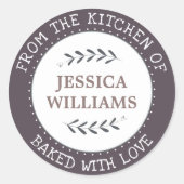 ファームハ素朴ウスパーソナライズされたベーキング ラウンドシール (正面)