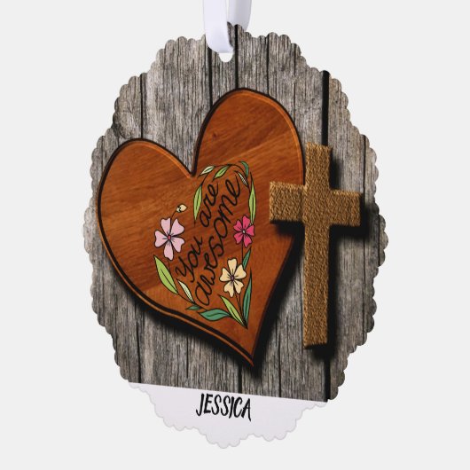 ファームハ素朴ウスパーソナライズされた名 オーナメントカード (左)