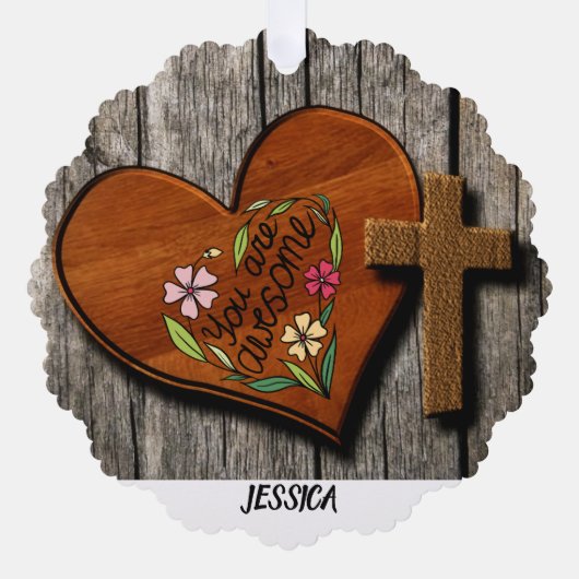 ファームハ素朴ウスパーソナライズされた名 オーナメントカード (正面)