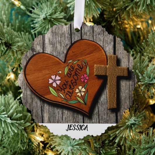 ファームハ素朴ウスパーソナライズされた名 オーナメントカード (インサイチュ (木))