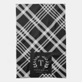 ファームハ素朴ウスファミリーネームモノグラムリース キッチンタオル (縦)