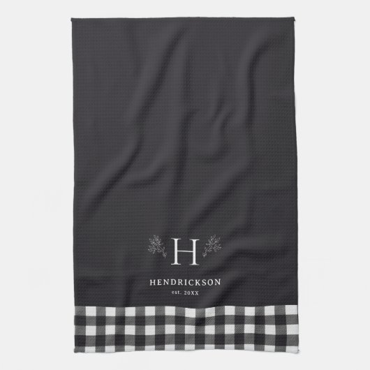 ファームハ素朴ウスファミリーネームモノグラム キッチンタオル (縦)