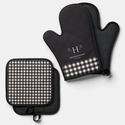 ファームハ素朴ウスファミリーネームモノグラム 鍋つかみ&鍋敷きセット (正面/裏面)