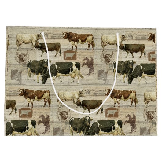 ファームハ素朴ウスファーム牛木柄男らし ラージペーパーバッグ (裏面)