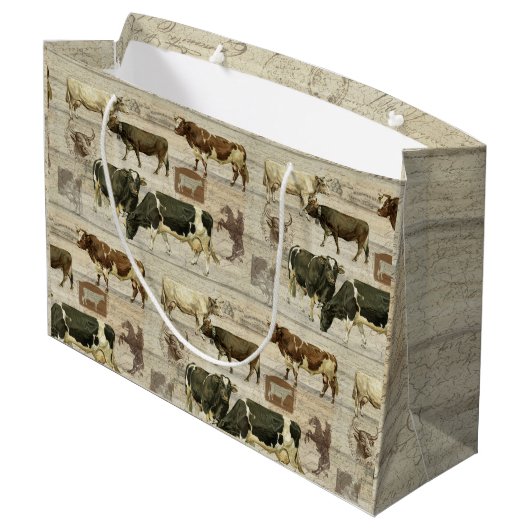 ファームハ素朴ウスファーム牛木柄男らし ラージペーパーバッグ (裏面アングル)
