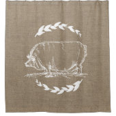 ファームハ素朴ウスフェイクバーラップホワイトローレルズピグソープ シャワーカーテン (正面)