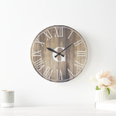 ファームハ素朴ウスフェイクバーンウッド&ホワイトモノグラム ラージ壁時計 (ホーム)