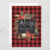 ファームハ素朴ウスブラックレッドチェックプレイドクリスマス シーズンカード (正面/裏面)