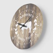 ファームハ素朴ウスブルカウズ&ファミリー名 ラージ壁時計 (傾斜)