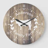 ファームハ素朴ウスブルカウズ&ファミリー名 ラージ壁時計 (正面)