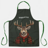 ファームハ素朴ウスプライド鹿とグリーン エプロン (正面)