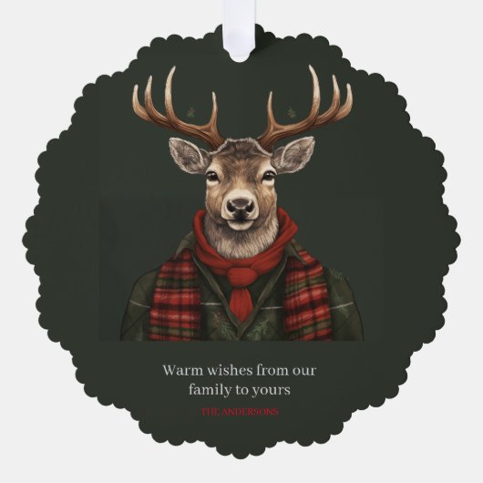 ファームハ素朴ウスプライド鹿とグリーン オーナメントカード (正面)