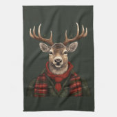 ファームハ素朴ウスプライド鹿とグリーン キッチンタオル (縦)