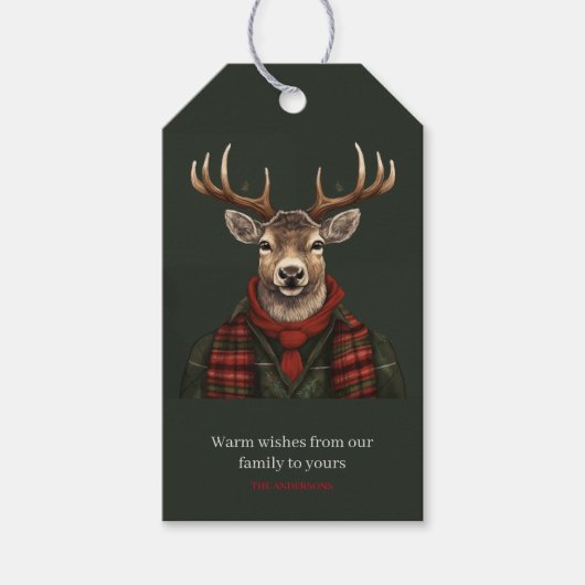 ファームハ素朴ウスプライド鹿とグリーン ギフトタグ (正面)