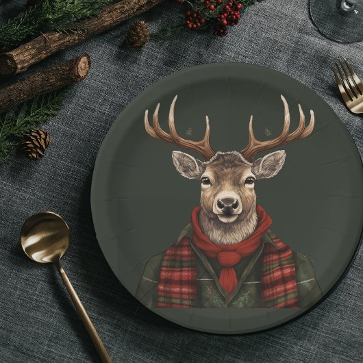 ファームハ素朴ウスプライド鹿とグリーン ペーパープレート