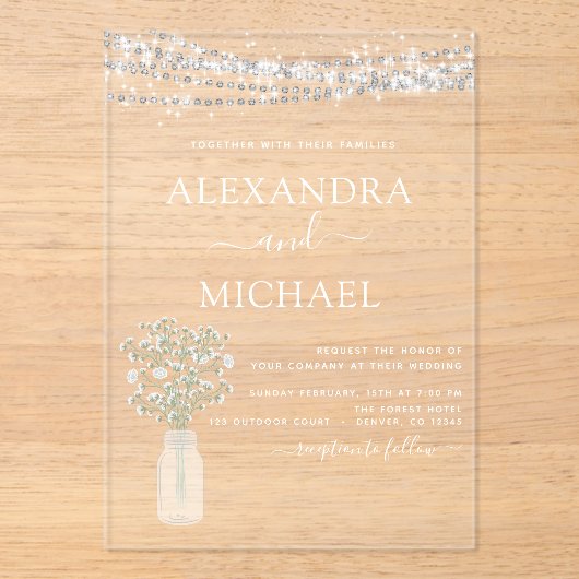 ファームハ素朴ウスベビーズブレスジャー結婚ズ アクリル招待状 (正面)