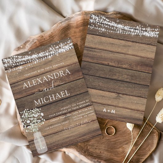 ファームハ素朴ウスベビーズブレスジャー結婚ズ 招待状