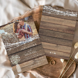 ファームハ素朴ウスベビーズブレスジャー結婚ズ 招待状