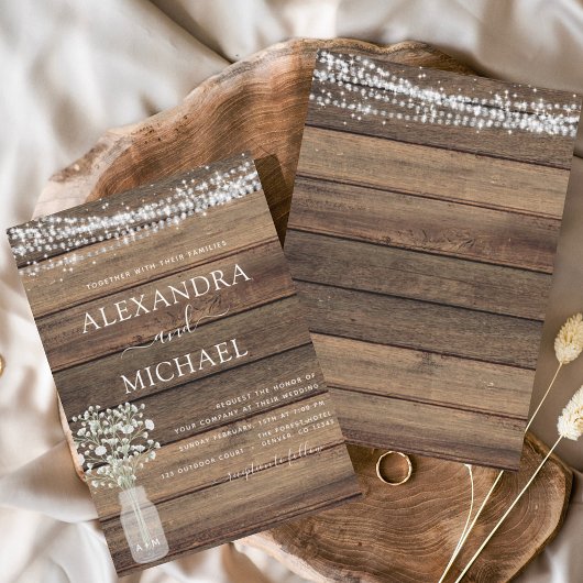 ファームハ素朴ウスベビーズブレスジャー結婚ズ 招待状