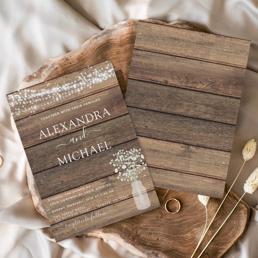 ファームハ素朴ウスベビーズブレスジャー結婚ズ 招待状