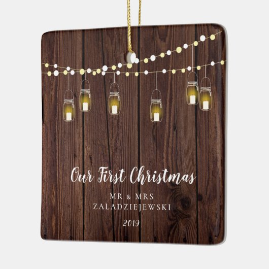 ファームハ素朴ウスメイソンジャール初めてのクリスマス セラミックオーナメント (左)