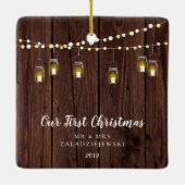 ファームハ素朴ウスメイソンジャール初めてのクリスマス セラミックオーナメント (裏面)