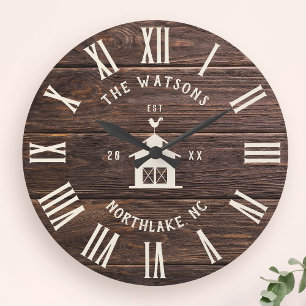 ファームハ素朴ウスモダンカスタムファミリーネームレトロ ラージ壁時計