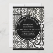 ファームハ素朴ウスモダンタイル白黒結婚ズ 招待状 (正面)