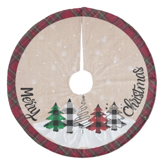 ファームハ素朴ウスラップバッファロープレイドクリスマス フリース ツリースカート (正面)