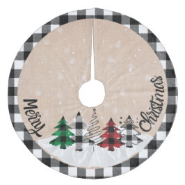 ファームハ素朴ウスラップバッファロープレイドクリスマス フリース ツリースカート