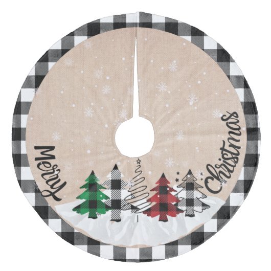 ファームハ素朴ウスラップバッファロープレイドクリスマス フリース ツリースカート (正面)