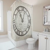 ファームハ素朴ウスローマ数字時計タイポグラフィ シャワーカーテン (インサイチュ)