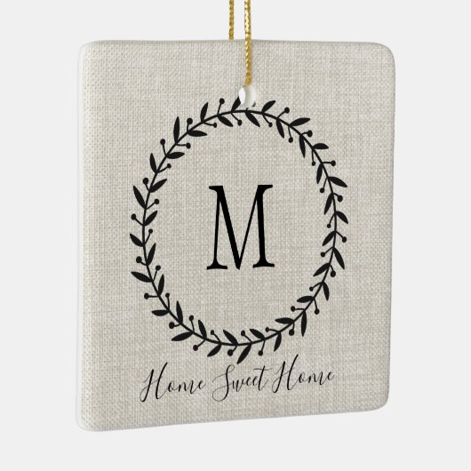 ファームハ素朴ウスローレルリースファミリー名 セラミックオーナメント (右)