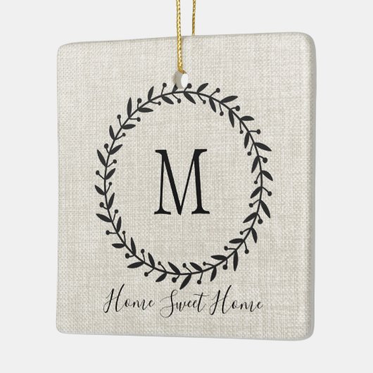 ファームハ素朴ウスローレルリースファミリー名 セラミックオーナメント (左)