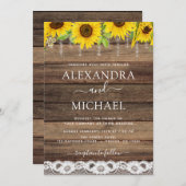 ファームハ素朴ウスンフラワー素朴ウッド結婚ズ 招待状 (正面/裏面)