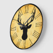 ファームハ素朴ウスヴィンテージカントリースタイルディアー ラージ壁時計 (傾斜)