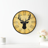 ファームハ素朴ウスヴィンテージカントリースタイルディアー ラージ壁時計 (ホーム)