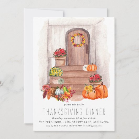 ファームハ素朴ウス感謝祭ディナー招待状 招待状 (正面)