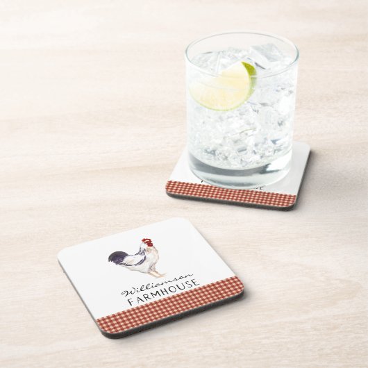 ファームハ素朴ウス水色のルースターファミリー名 コースター (右側)