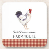 ファームハ素朴ウス水色のルースターファミリー名 コースター (正面)