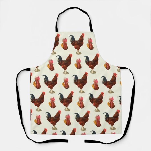 ファームハ素朴ウス水色の鶏チキン エプロン (正面)