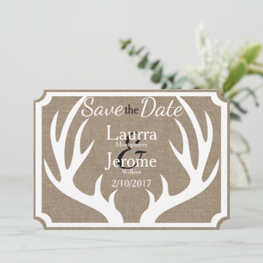 ファームハ素朴ウス白い鹿の〔雄ジカの〕枝角日付を保存 セーブザデート (スタンド正面)