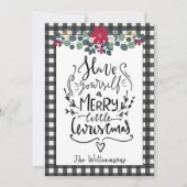 ファームハ素朴ウス白黒プレイドクリスマスカード 招待状 (正面)