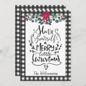 ファームハ素朴ウス白黒プレイドクリスマスカード 招待状 (正面/裏面)