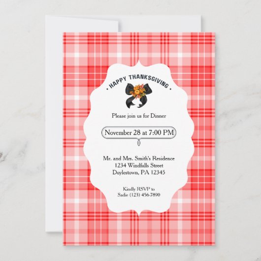 ファームハ素朴ウス秋感謝祭パーティープレイド 招待状 (正面)