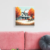 ファームハ素朴ウス&ホース秋キャンバスウォールアート キャンバスプリント (インサイチュ (リビング))